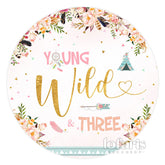 Blumen Rosa Yound Wild Drei Kreis Geburtstag Hintergrund